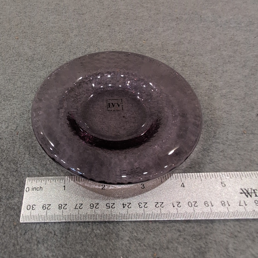 IVV Selezione Amethyst Purple Mouth Blown Glass Dish Made in Italy Textured - Picture 4 of 5